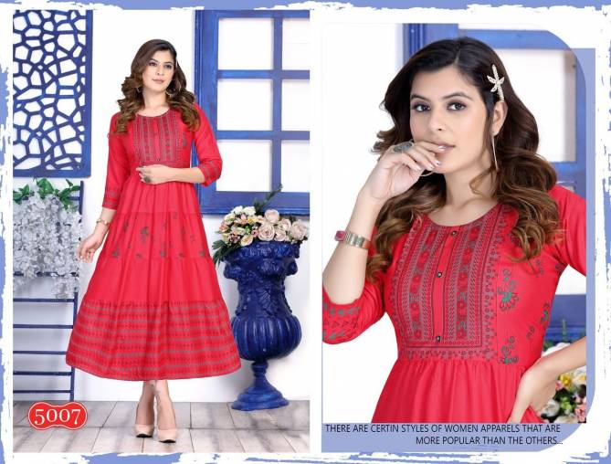 Golden Occasions 1 Rayon Designer Fancy Long Kurti Collection